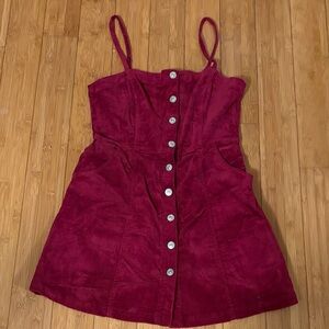 Divided Corduroy Mini Dress in Raspberry M